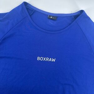 BOXRAW Mens Blue Short Sleeve Training T Shirt Athletic Gym Top L Boxing Workout